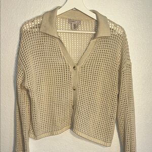 Sincerely Jules Beige Open-Knit Mesh Cardigan